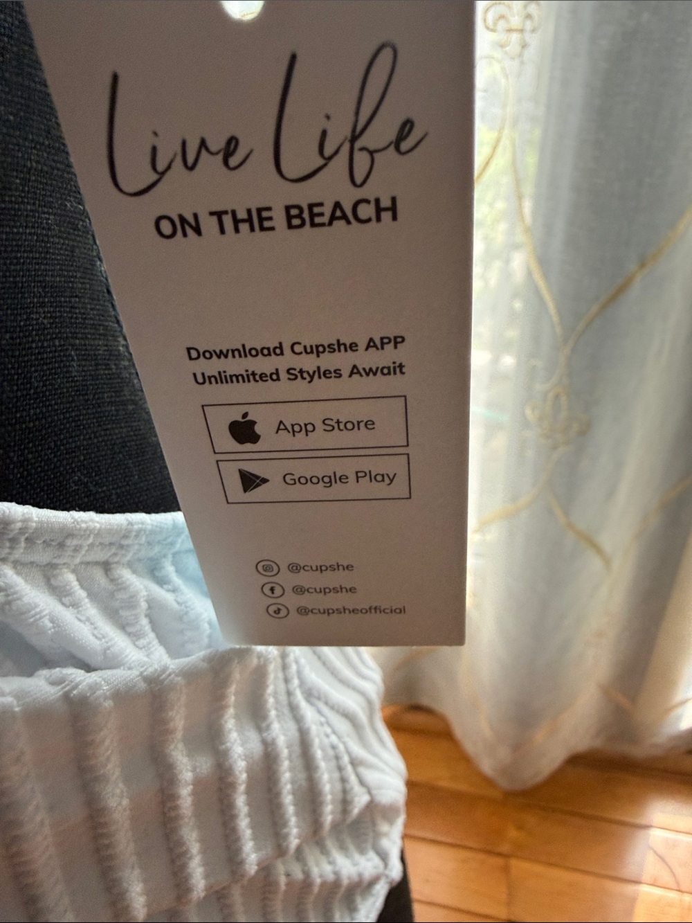 Cupshe White Ribbed Cutout Halter One-Piece Swimsuit - Picture 2 of 4